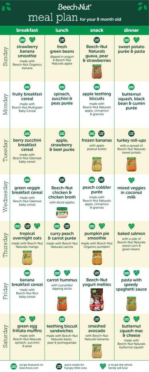 8 month baby food chart