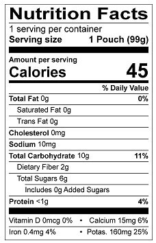 Carrot Zucchini & Pear Nutrition Facts